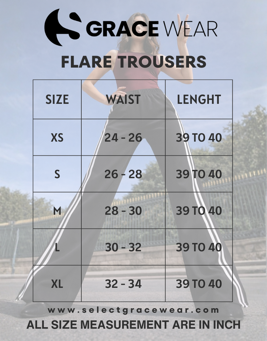 SGW Charcoal Grey Flare Trousers with Side Stripe - SelectGraceWear