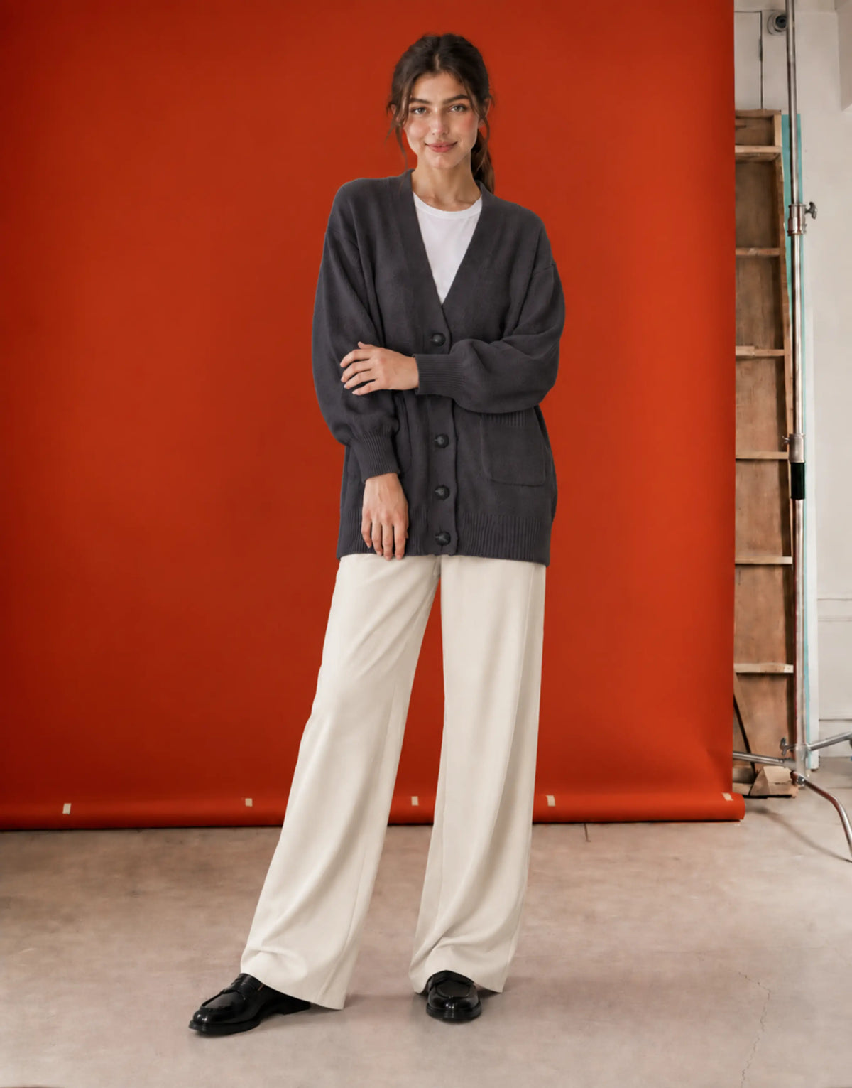 SGW Gray Women’s Long V-Neck Cardigan