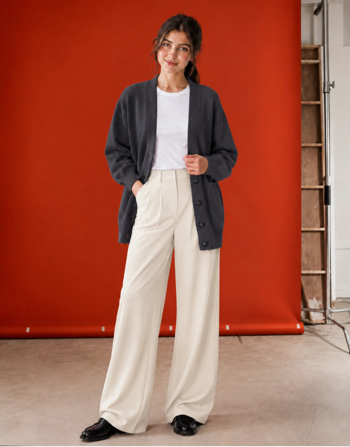 SGW Gray Women’s Long V-Neck Cardigan