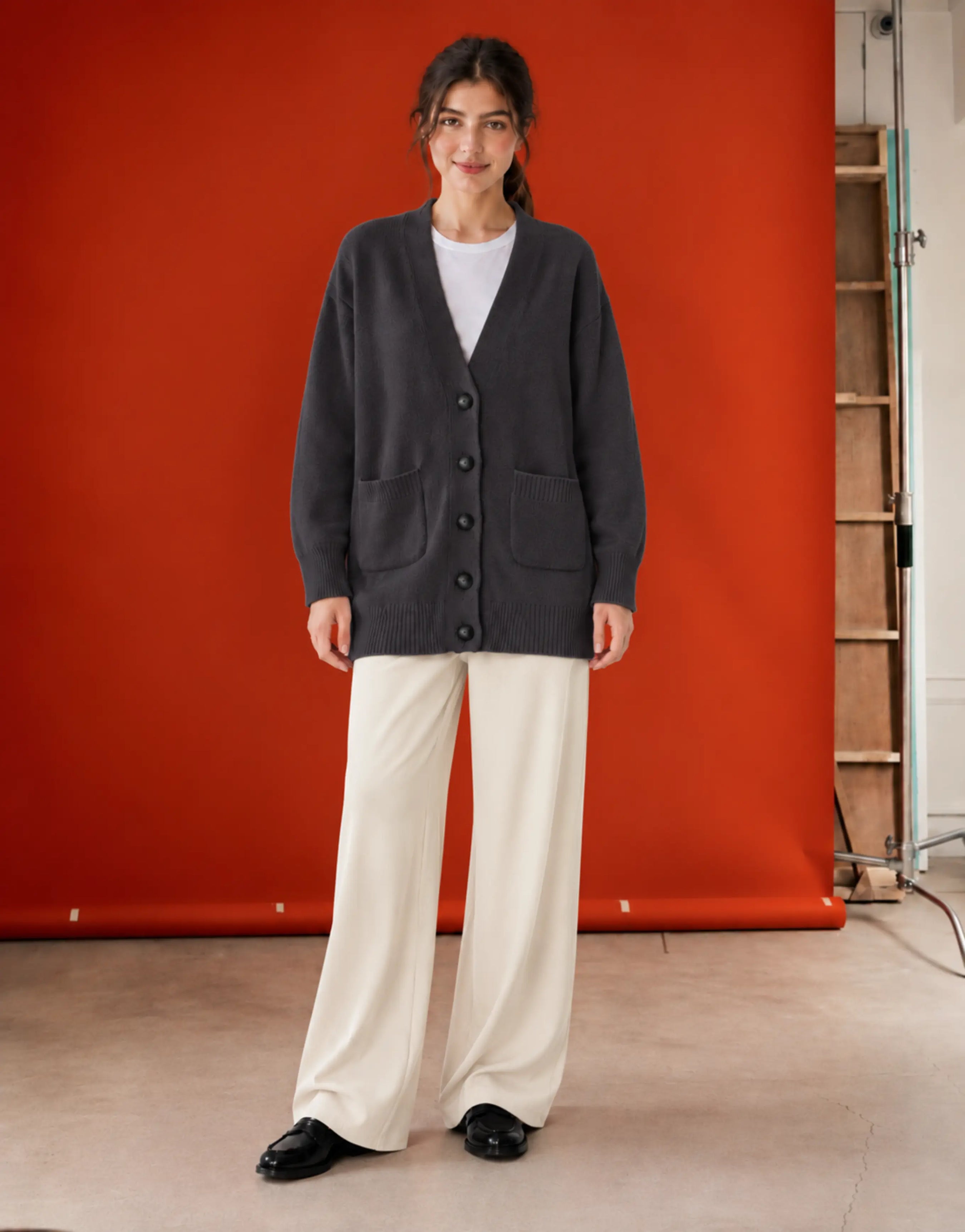SGW Gray Women’s Long V-Neck Cardigan