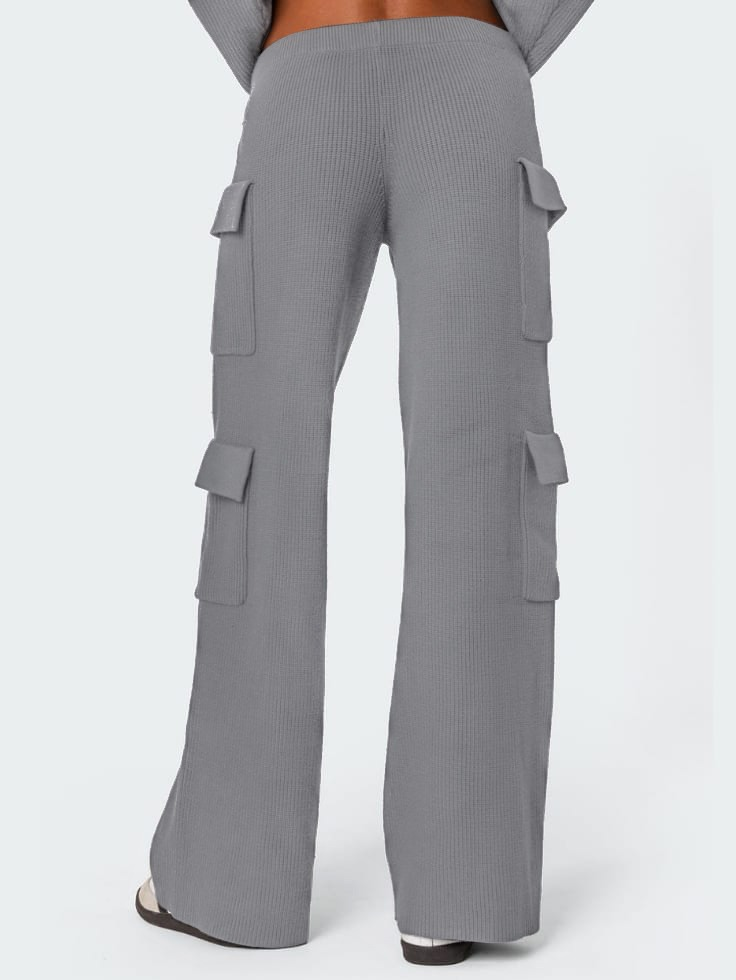 SGW - Grey Double Pocket Wide Leg Cargo Trouser - SelectGraceWear