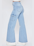 SGW - Ice Blue High-Waisted Cargo Wide-Leg Jeans