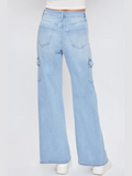 SGW - Ice Blue High-Waisted Cargo Wide-Leg Jeans