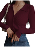 SGW Maroon V-Neck Knit Shirt Full Button - Full Sleeves