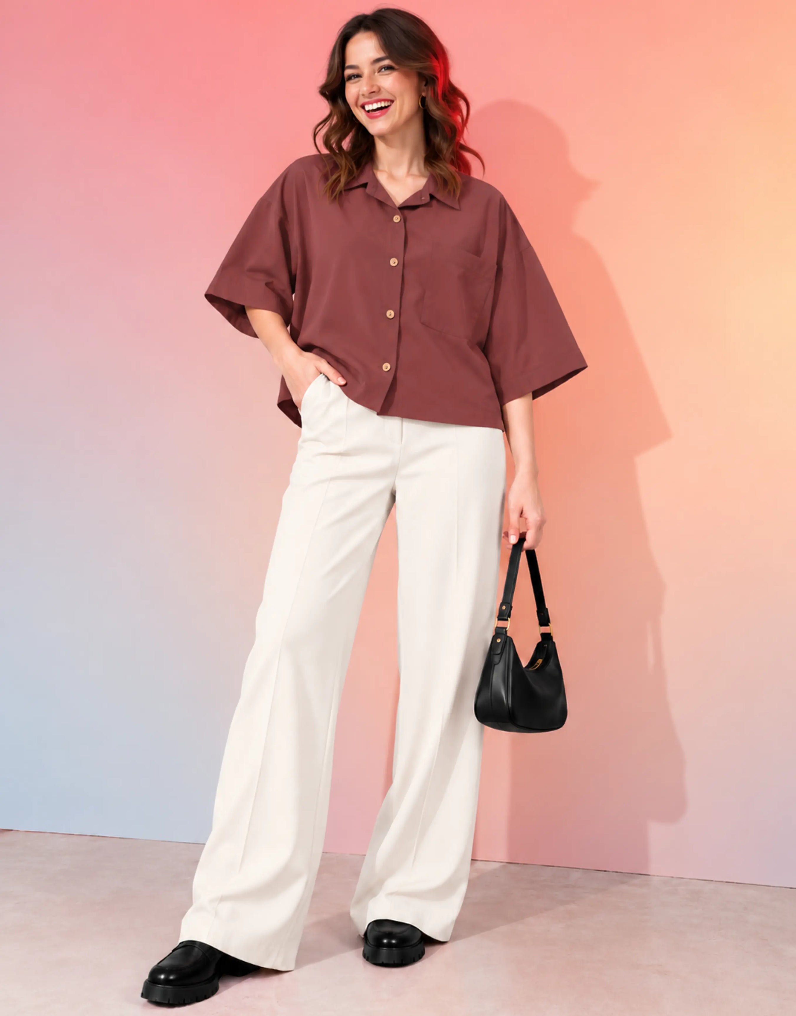 SGW Maroon Women's Drop-Shoulder Shirt