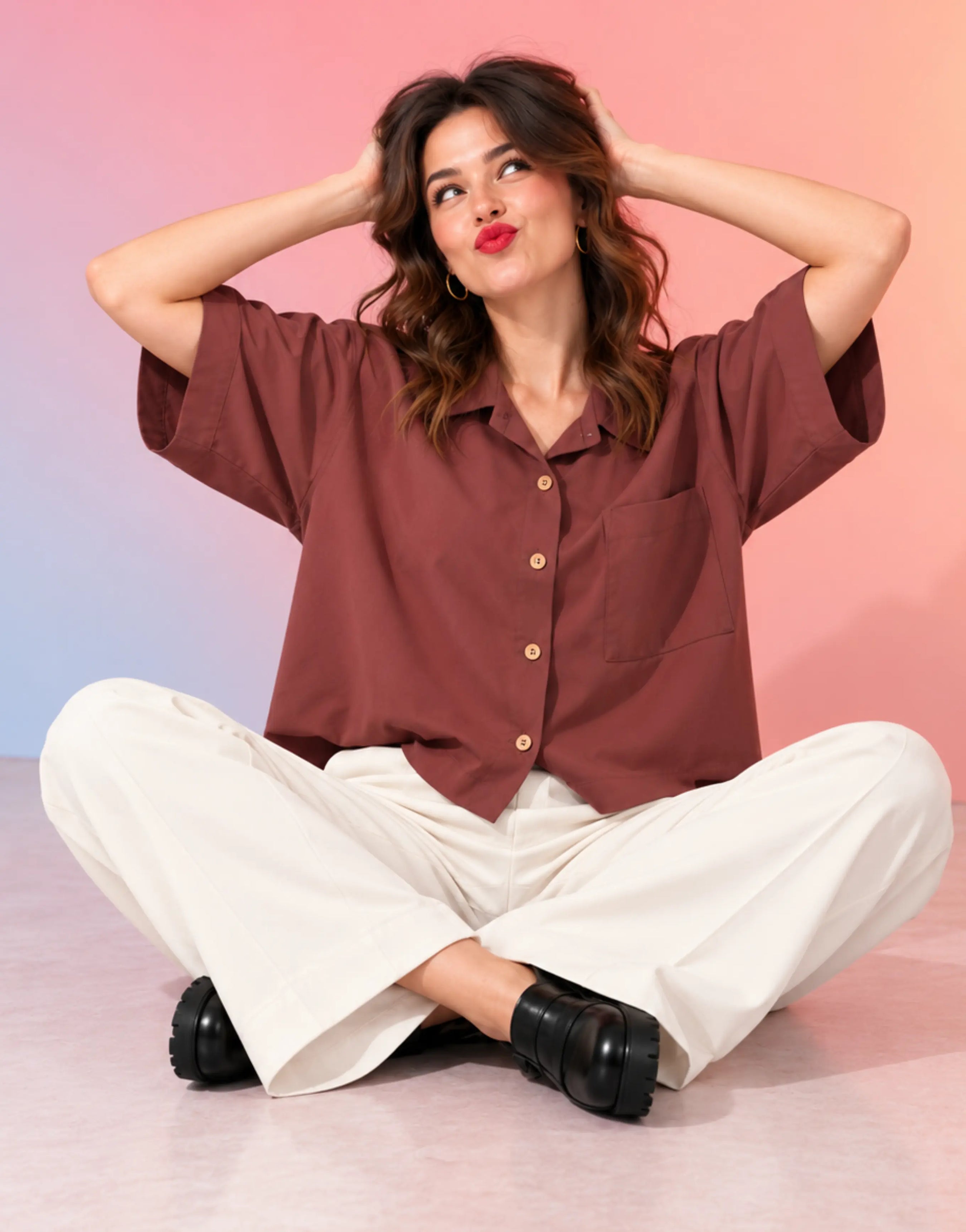 SGW Maroon Women's Drop-Shoulder Shirt