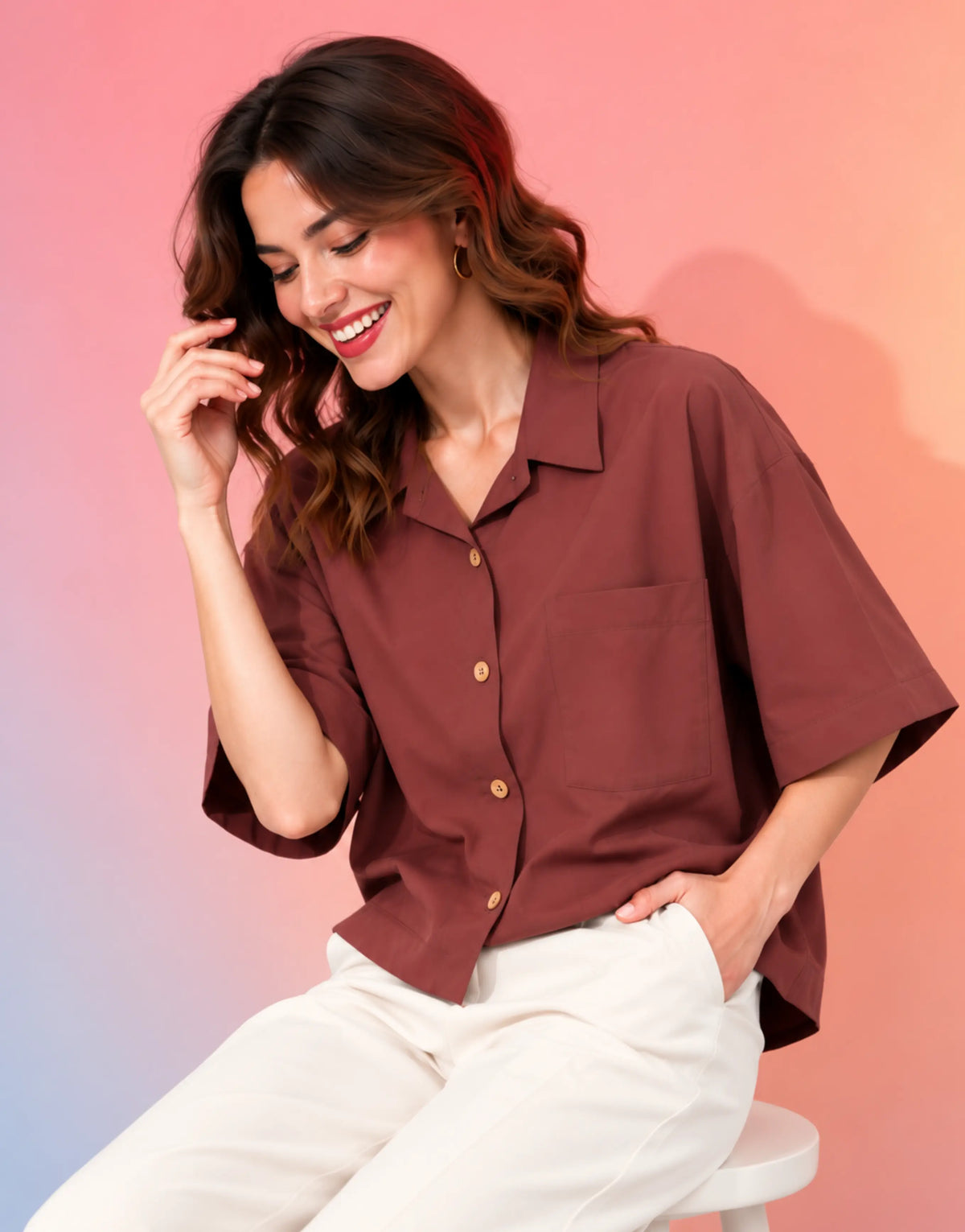 SGW Maroon Women's Drop-Shoulder Shirt