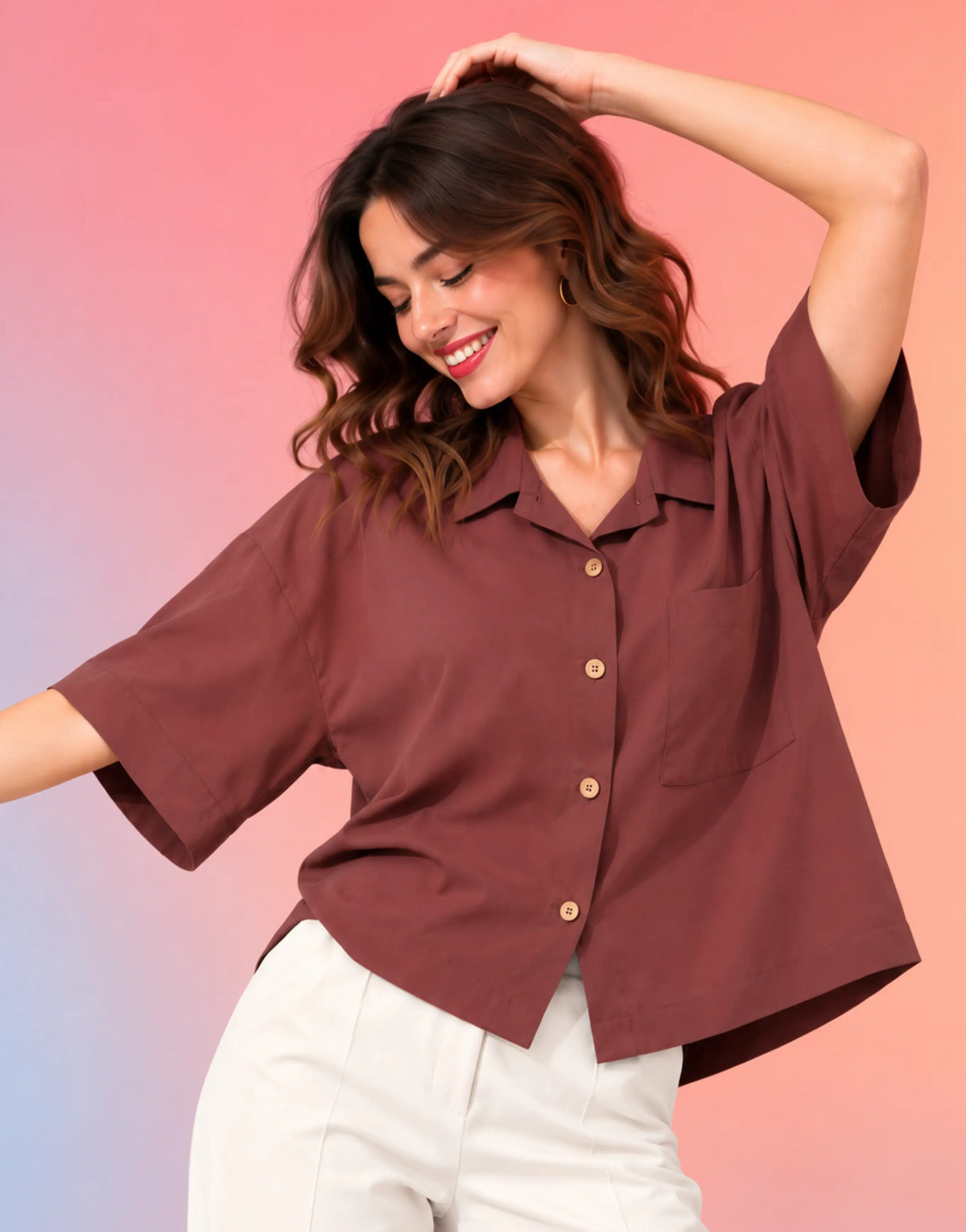 SGW Maroon Women's Drop-Shoulder Shirt