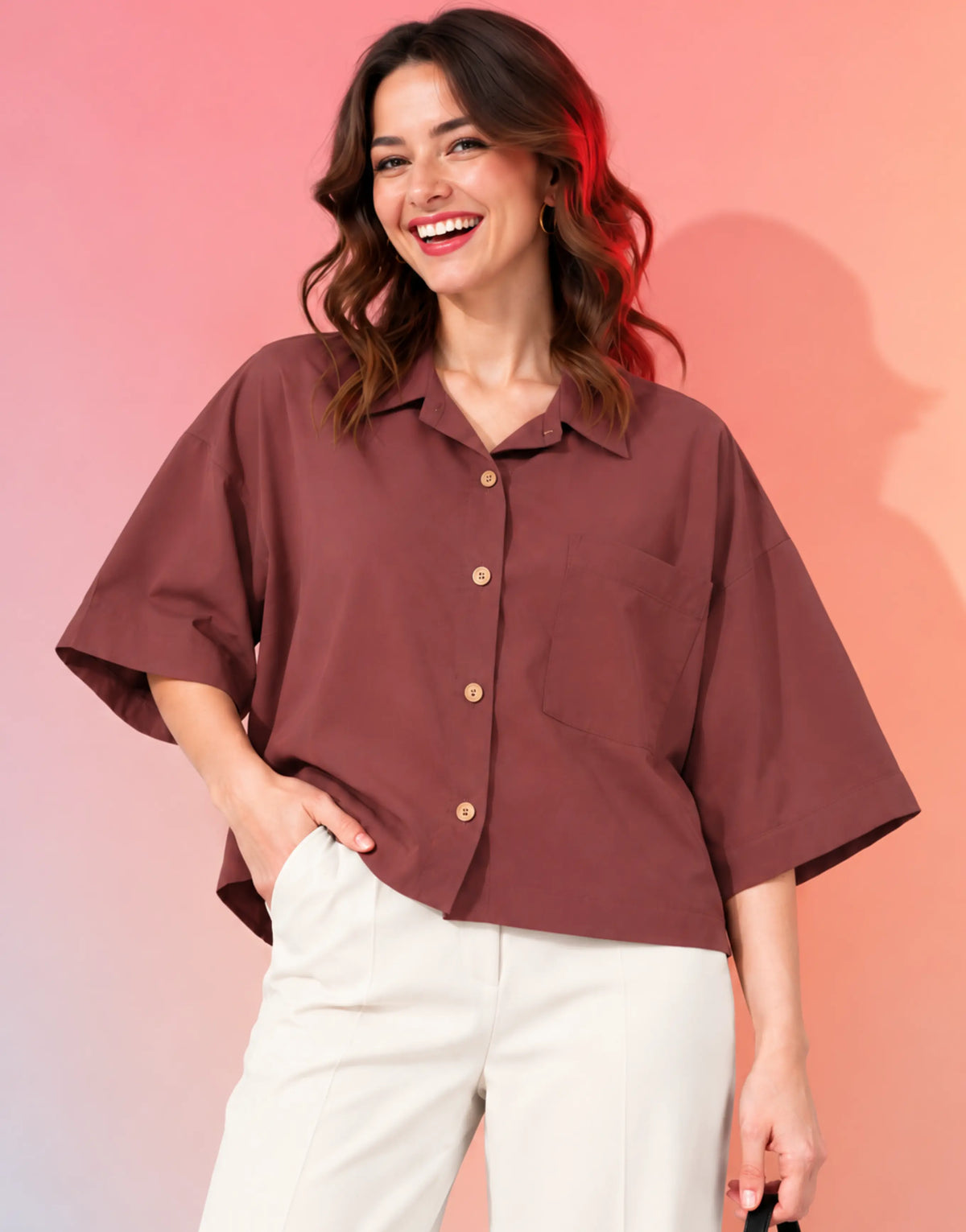 SGW Maroon Women's Drop-Shoulder Shirt