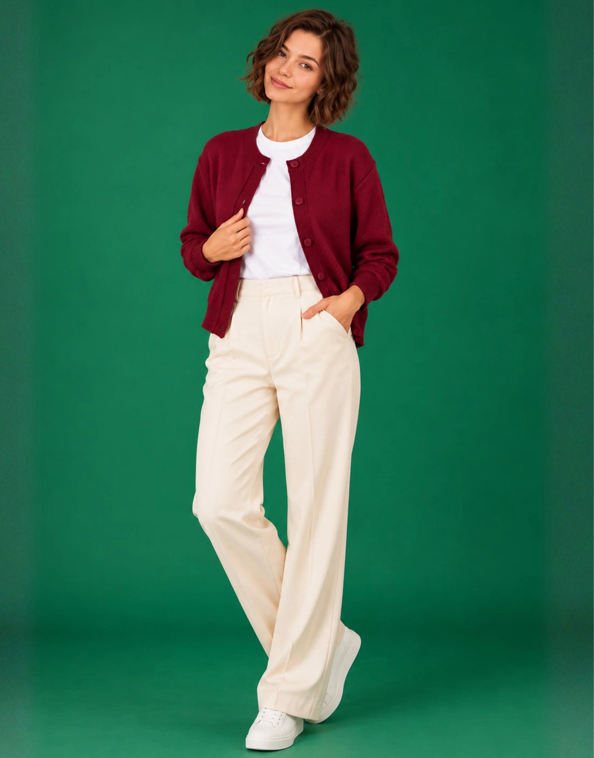 SGW Maroon Women’s Crew-Neck Cardigan