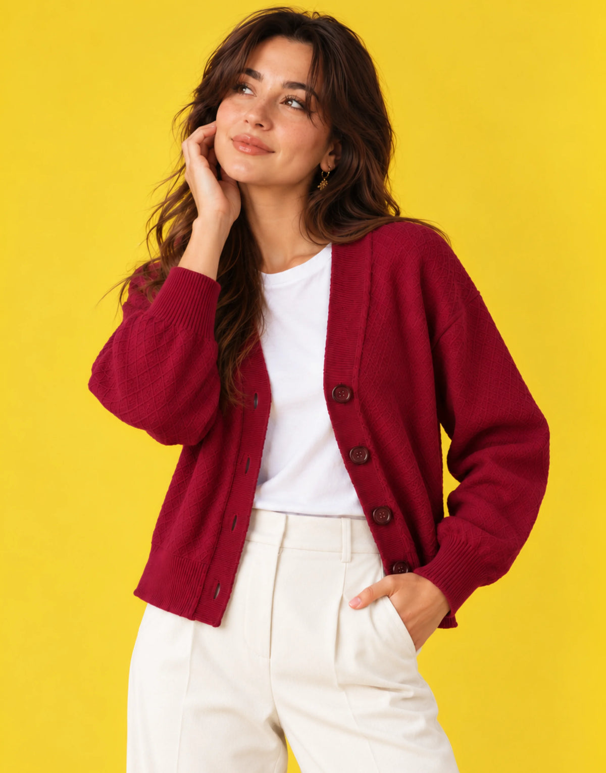 SGW Maroon Women’s Cropped V-Neck Cardigan