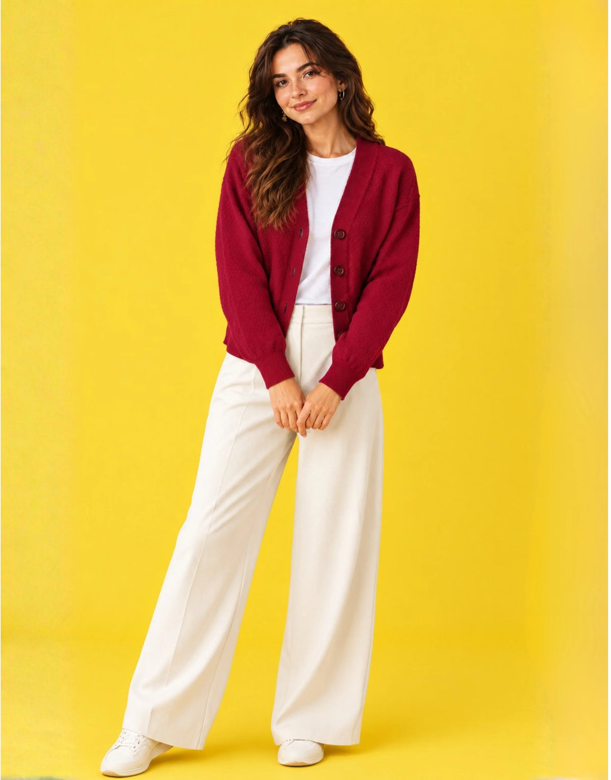 SGW Maroon Women’s Cropped V-Neck Cardigan