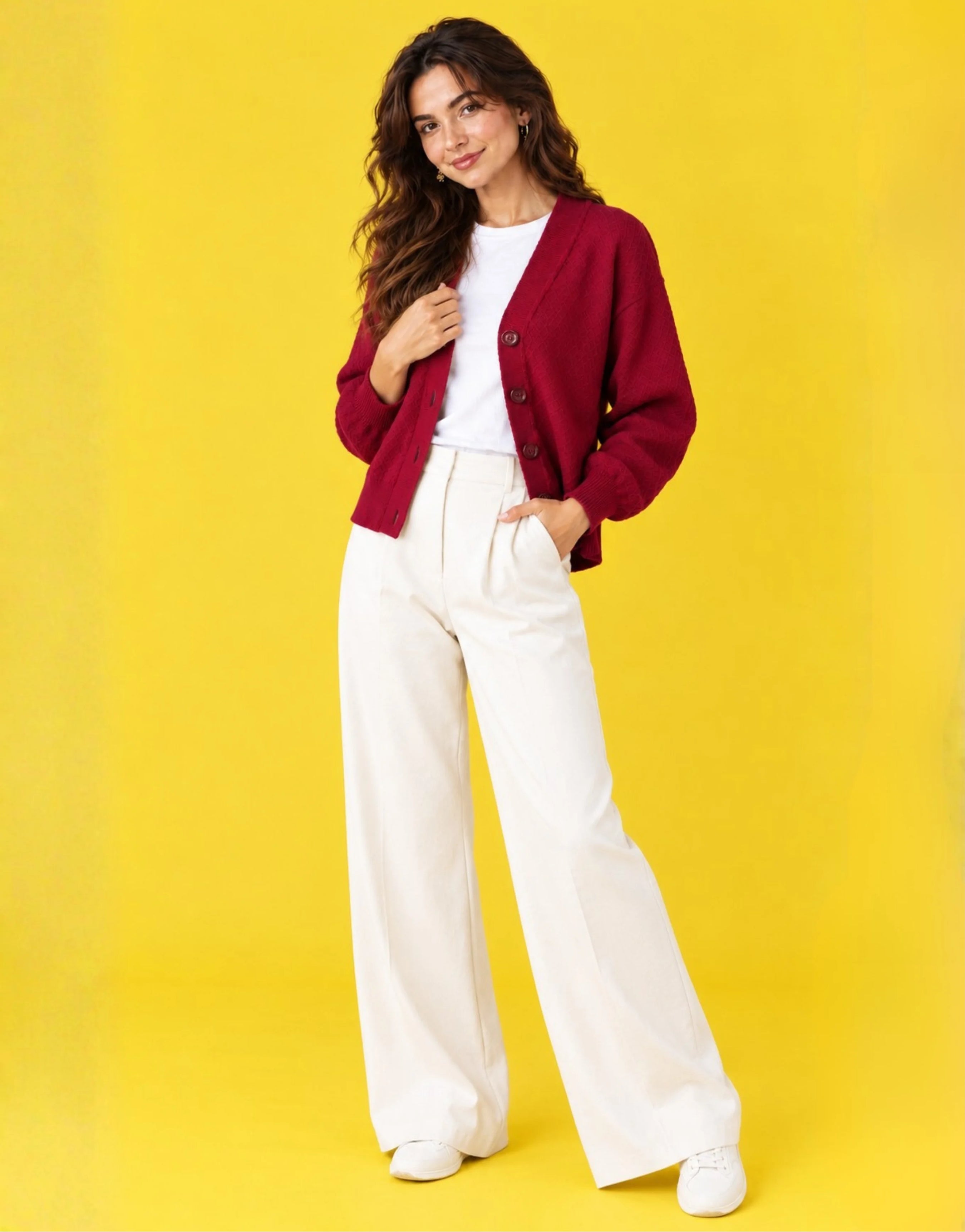 SGW Maroon Women’s Cropped V-Neck Cardigan
