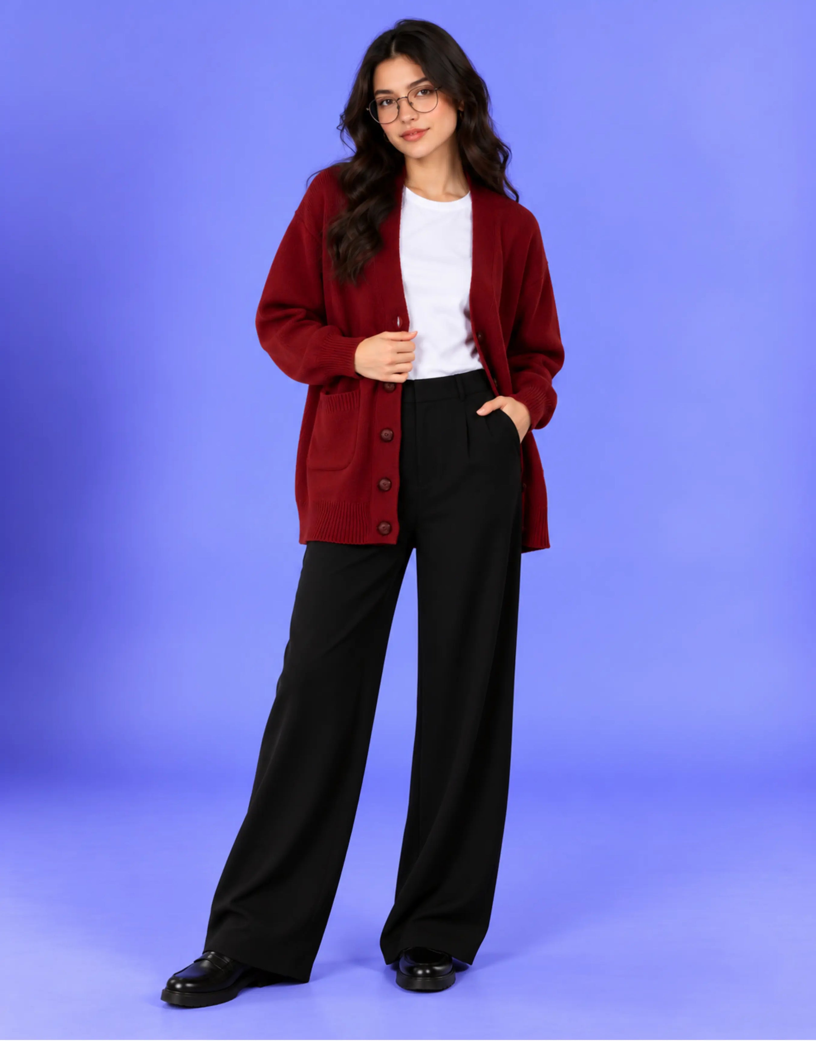 SGW Maroon Women’s Long V-Neck Cardigan