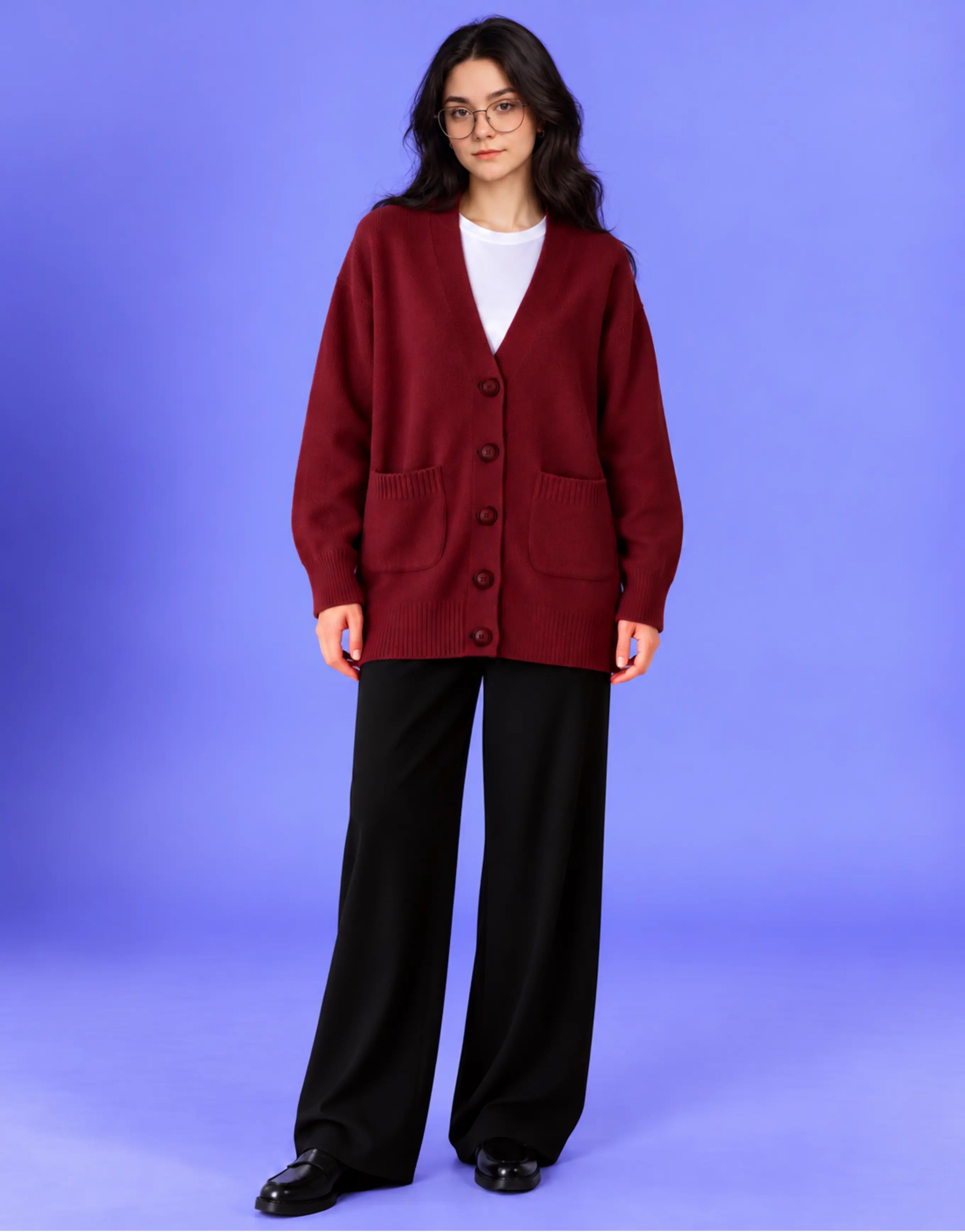 SGW Maroon Women’s Long V-Neck Cardigan