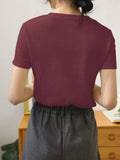 SGW Maroon Front Button Rib Knit Tee - Half Sleeves