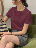 SGW Maroon Front Button Rib Knit Tee - Half Sleeves