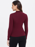 SGW Maroon V Neck Knit Shirt - Half Button