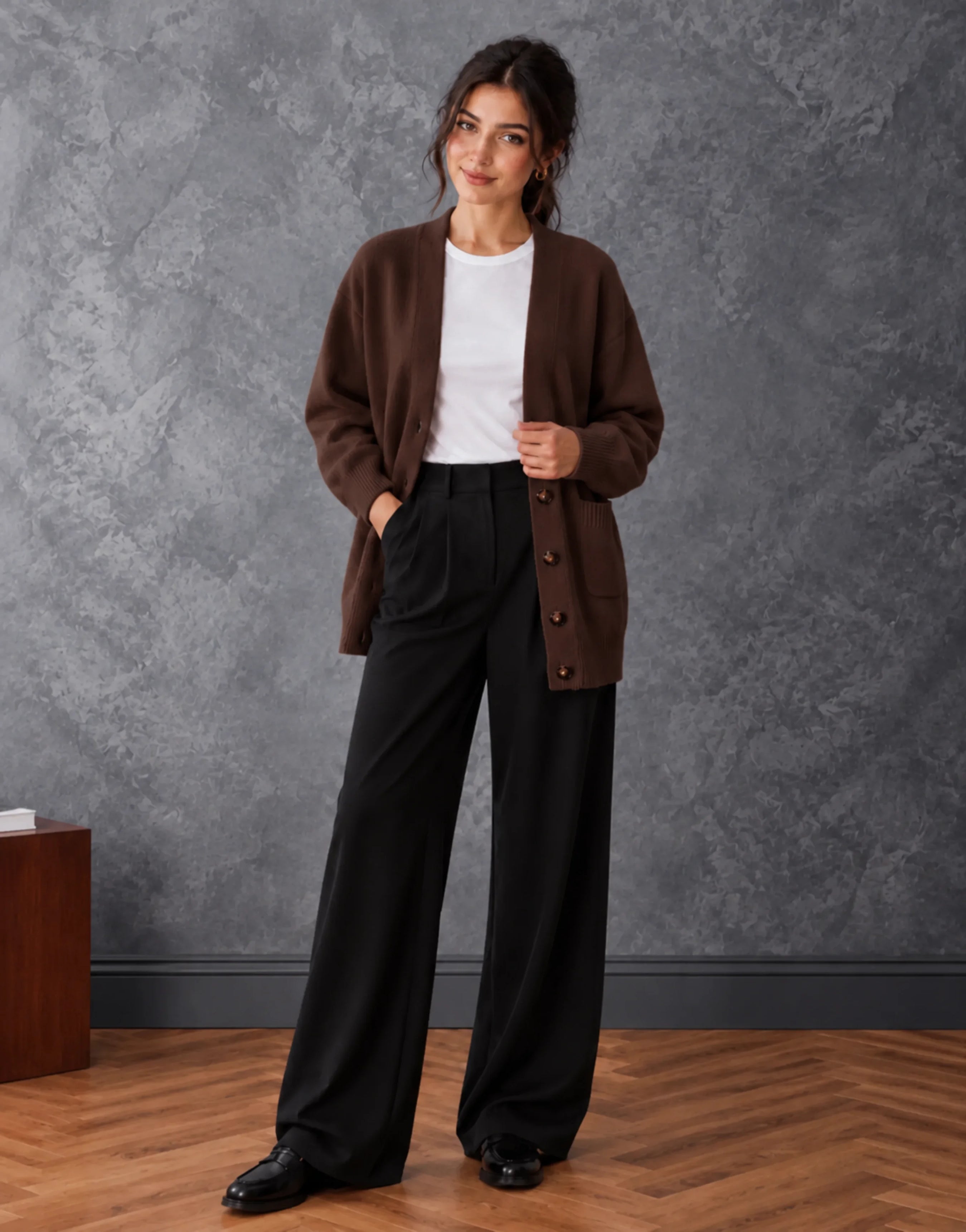 SGW Brown Women’s Long V-Neck Cardigan