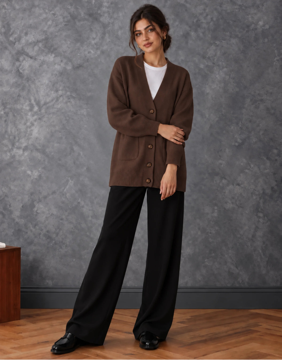 SGW Brown Women’s Long V-Neck Cardigan