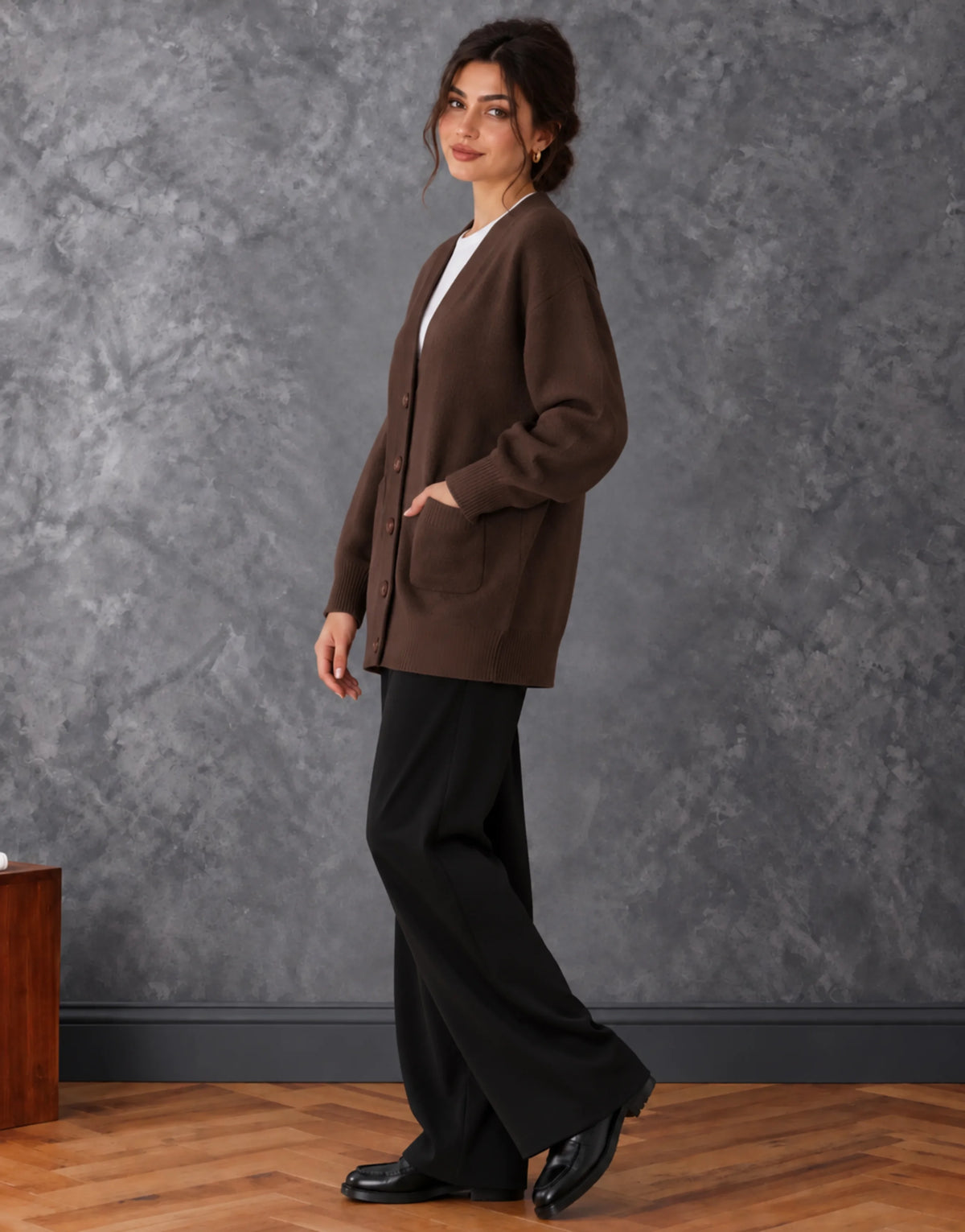 SGW Brown Women’s Long V-Neck Cardigan