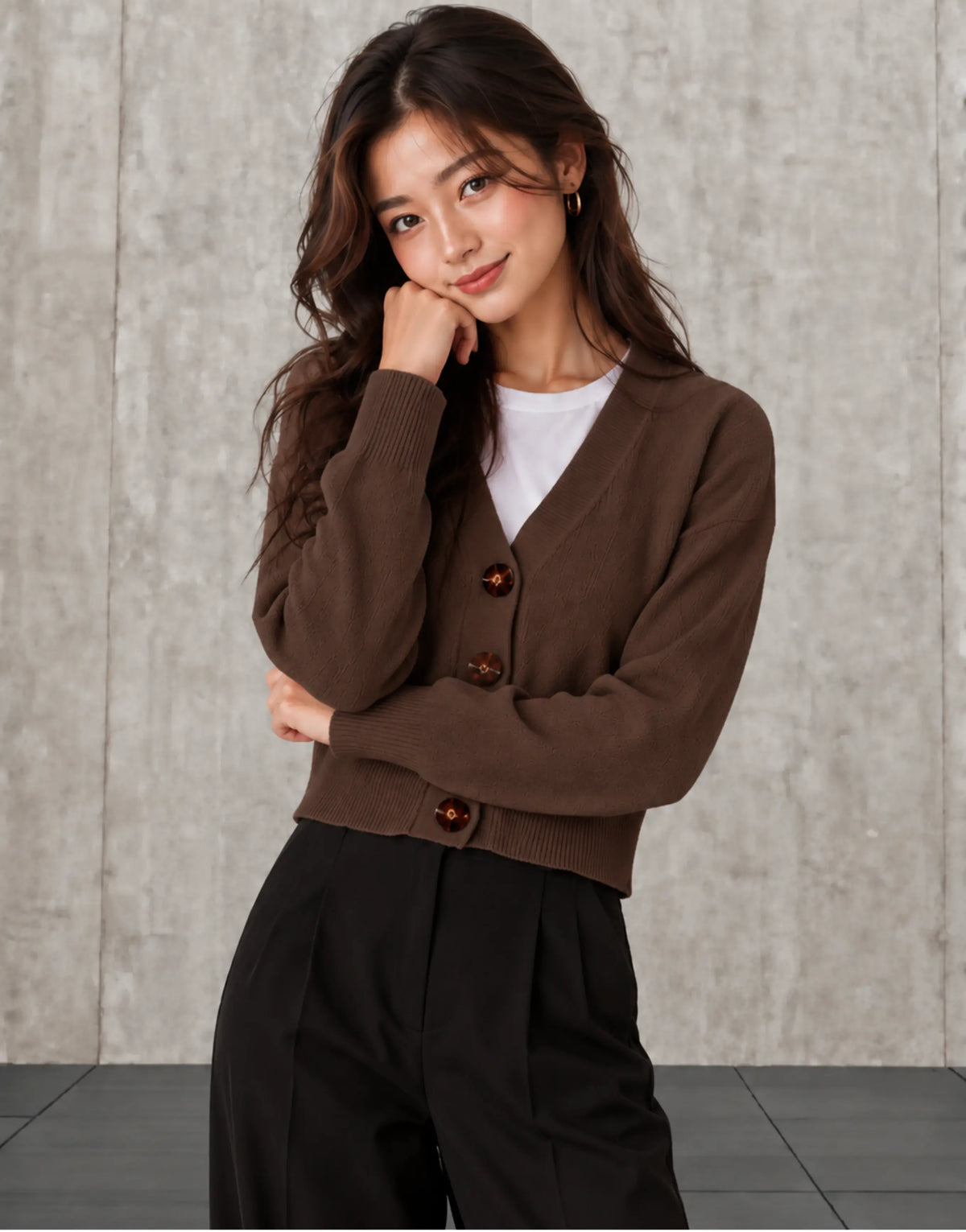 SGW Brown Women’s Cropped V-Neck Cardigan