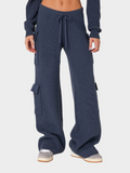 SGW - Navy Blue Double Pocket Wide Leg Cargo Trouser