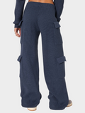 SGW - Navy Blue Double Pocket Wide Leg Cargo Trouser