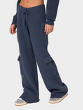 SGW - Navy Blue Double Pocket Wide Leg Cargo Trouser