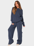 SGW - Navy Blue Double Pocket Wide Leg Cargo Trouser