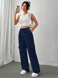 SGW - Navy Blue High-Waisted Cargo Trousers