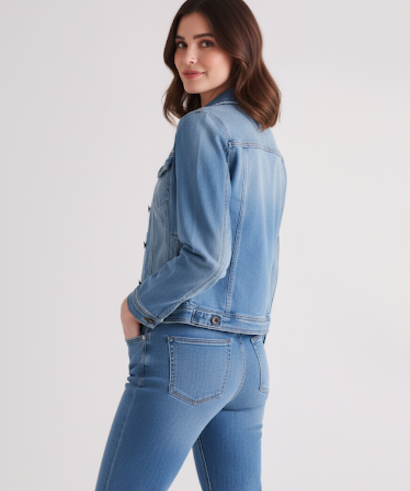 Women’s Casual Ice Blue Washed Denim Jacket