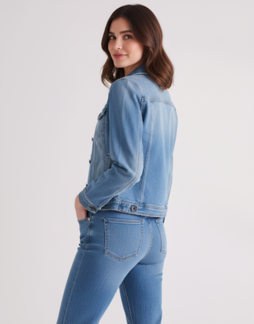 Women’s Casual Ice Blue Washed Denim Jacket