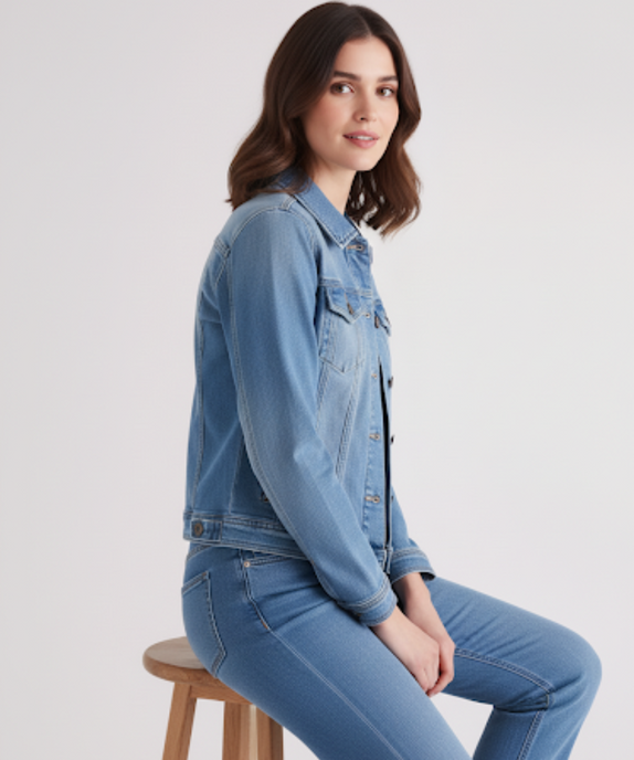 Women’s Casual Ice Blue Washed Denim Jacket