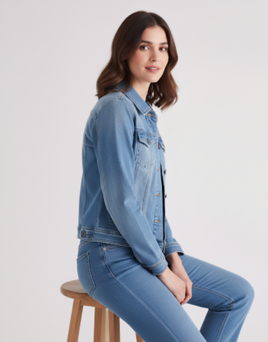 Women’s Casual Ice Blue Washed Denim Jacket