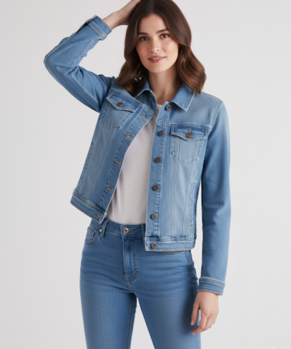 Women’s Casual Ice Blue Washed Denim Jacket