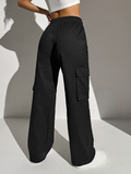 SGW - Pure Black High-Waisted Cargo Sweatpants