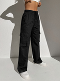 SGW - Pure Black High-Waisted Cargo Sweatpants