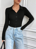 SGW Thermal V Neck Knit Shirt - Black (Perfect for Summer)