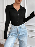 SGW Thermal V Neck Knit Shirt - Black (Perfect for Summer)