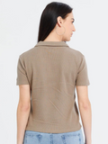 SGW Beige Ribbed Polo - Half Sleeves