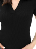 SGW Black Ribbed Polo - Half Sleeves