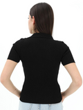 SGW Black Ribbed Polo - Half Sleeves