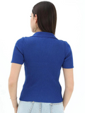 SGW Blue Ribbed Polo - Half Sleeves