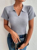 SGW Grey Ribbed Polo - Half Sleeves