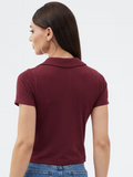 SGW Maroon Ribbed Polo - Half Sleeves