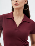 SGW Maroon Ribbed Polo - Half Sleeves