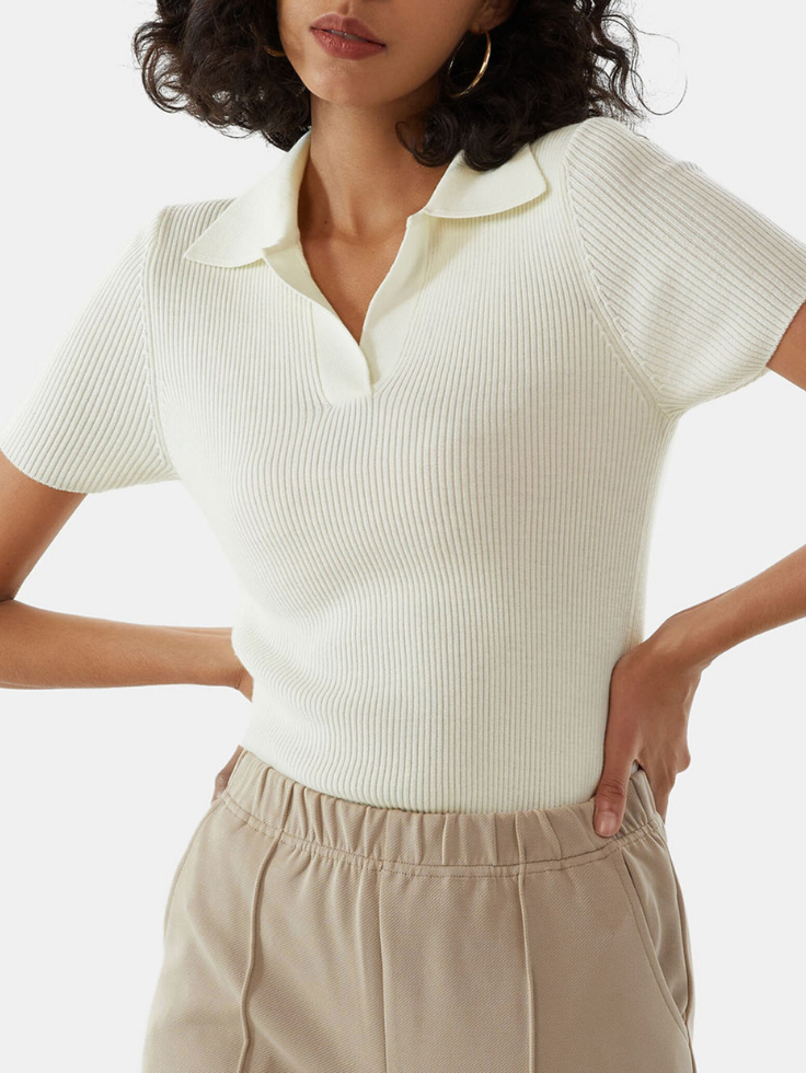 Ribbed Long Sleeve Polo Merlot main image 1