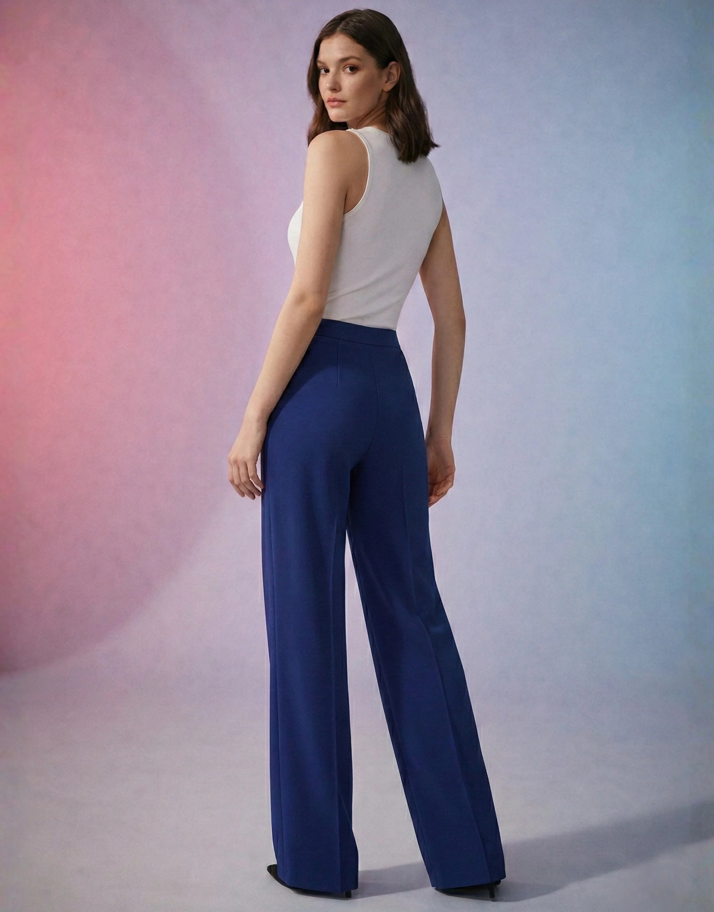 SGW Royal Blue High-Waist Wide-Leg Trouser