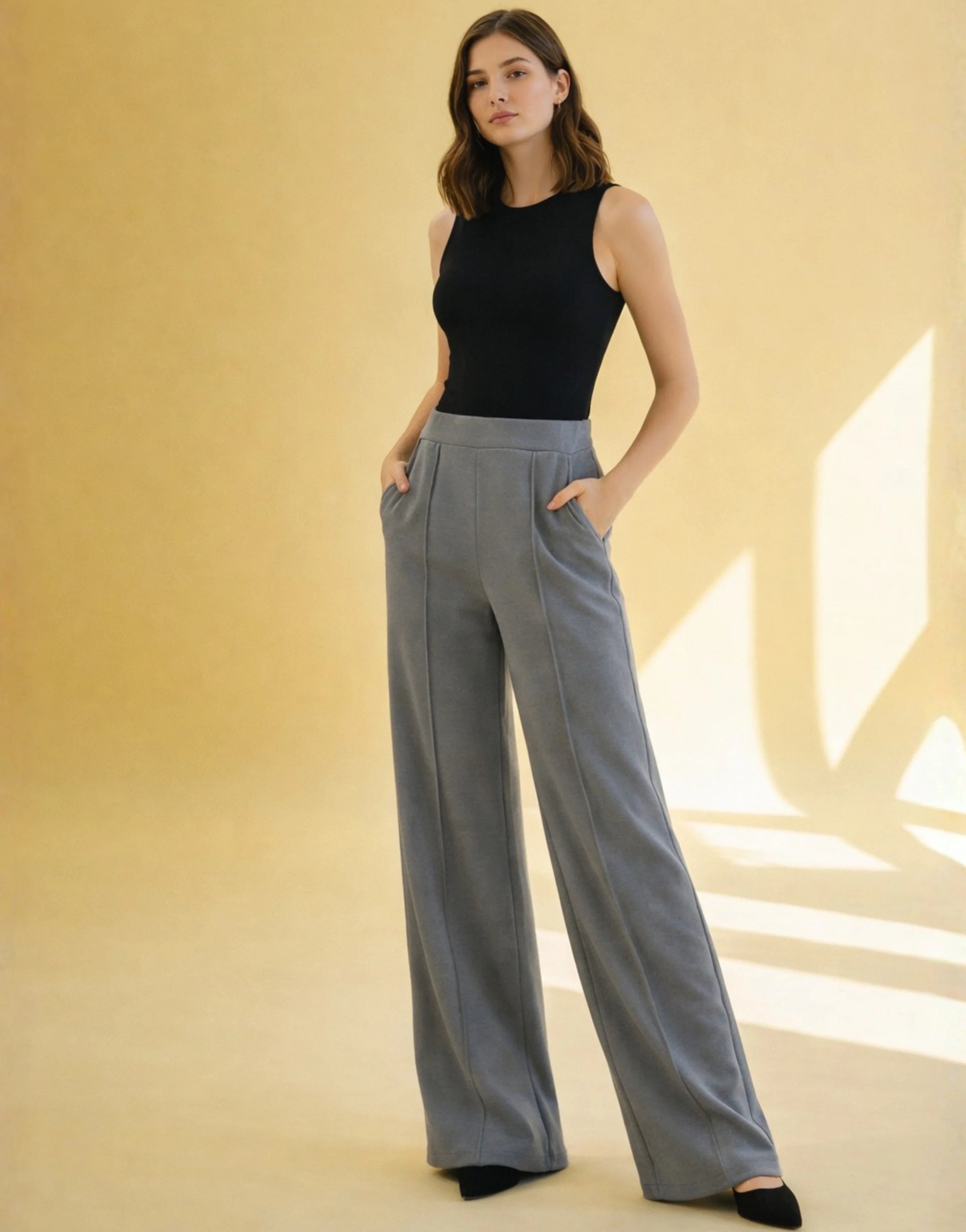 SGW Grey High-Waist Wide-Leg Trouser